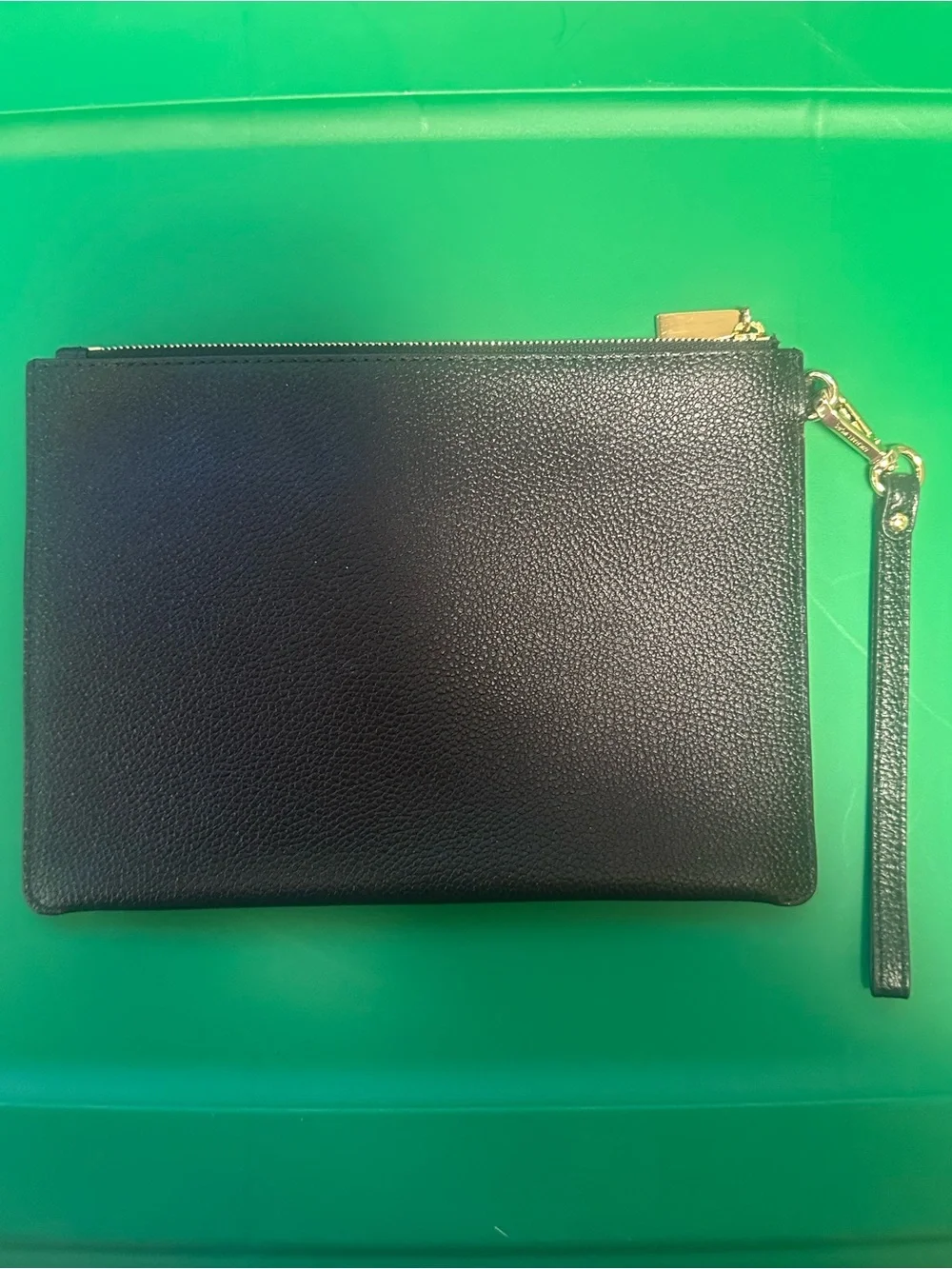 Michael Kors Black Pebbled Leather Wristlet with Gold MK Logo ***LIKE NEW***